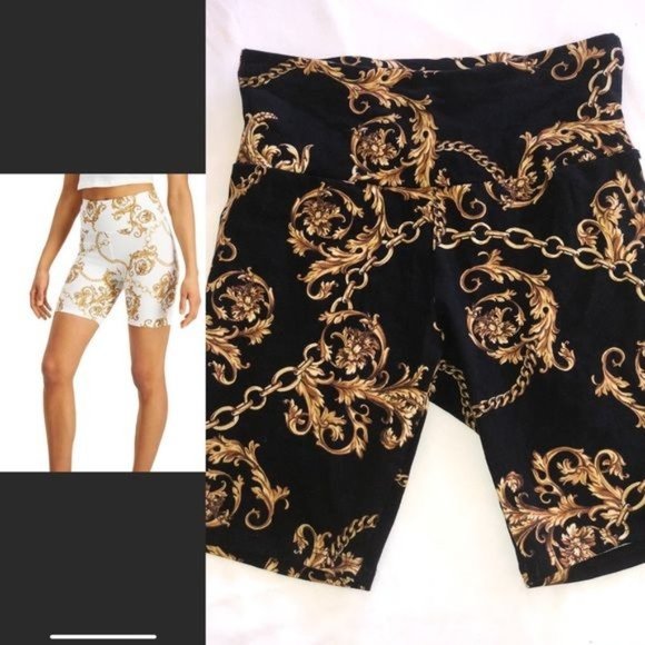 INC Women's Status Chain-Print Bike Shorts - Picture 2 of 7